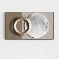 Modernus prabangus mėnulio drobės tapyba Sienų menas Abstrakčios geometrijos auksiniai plakatai ir spaudiniai gyvenamojo kambario dekoravimui be rėmelio 20cm×40cm NoFrame gray