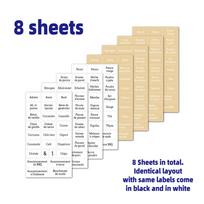 208vnt prancūziškų žodžių prieskonių etikečių lipdukai stiklainiams Seanoning Marks virtuvės etiketės 8 lapai 8 sheets