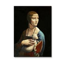 Senovinio aliejinio paveikslo plakatas Moteris su šermuonėliu Spaudiniai Leonardo da Vinci Drobės paveikslo galerija Namų kambario dekoracija 21x30 No Frame