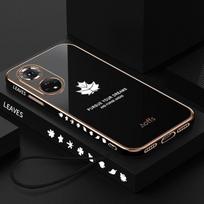 „Honor50“ prabangus klevo lapų dirželio dėklas, skirtas „Huawei Honor 50 60 Se 70 Pro 5g 50pro 50se 60pro 20“, padengtas silikoniniu dangteliu „Honor50pro“ honor 50 juoda/auksas
