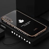 50 70 prabangus klevo lapų dirželio dėklas, skirtas Samsung Galaxy A50 A70 A7 2018 A20 A30 A51 A71 padengtas silikoniniu dangteliu A20s A21s A30s A50 auksas/juoda