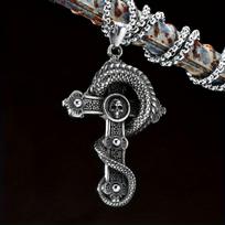 Kryžiaus pakabukas Dragon Crucifixo vyrų karoliai, grandinėlė, religija, roko punk repas, skirtas dviratininkams, vyriškos lyties papuošalai