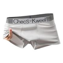 Men Boxers Elastic Mid Waist Letter Pattern Soft Breathable U Convex Quick Dry Moisture-wicking Firm Stitching Men Underpants Underwear 2XL pilka