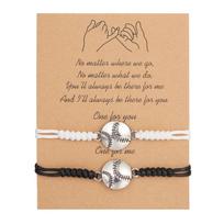 Black White Couple Basketball Volleyball Football Tennis Football Ball Woven Bracelet 2 Pack A