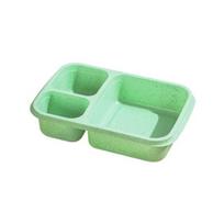 1000ML Pietų dėžutė Nešiojama 3 skyrių Bento dėžutė Daugkartinio naudojimo užkandžių maisto konteineris mokyklai žalia