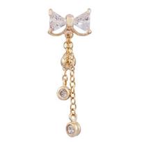 14G Sexy Bowknot Belly Button Ring Dangle Navel Bar Ring Body Jewelry Piercing balta