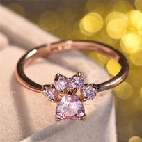 Širdies kirpimas rožinis akmuo CZ Claw katė šuns letenos žiedas rožinis aukso spalvos sužadėtuvės princesė reguliuojamas žiedas vestuvinės juostos žiedas Valentino dienos dovana rožinė