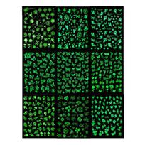 9 vnt./rinkinys nagų lipdukai, fluorescencinis efektas, šviečiantys tamsoje, geras sukibimas, šviečiantys 3D green