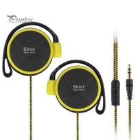 Laidinės ausinės, itin jautrios triukšmą slopinančios Ergonomiškos 3,5 mm stereo sportinės ausinės su kabliuku, skirtos bėgimui geltona