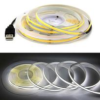 USB COB juostelė DC 5V 320Leds/M balta/raudona/rožinė/ledo mėlyna/geltona spintelės šviesos lempa TV foninis apšvietimas lanksti juostelė virvė LED juostelė 0.5M šalta balta spalva