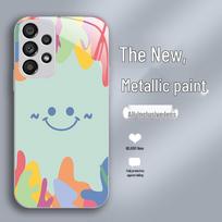 Spalvingas Rainbow Smile skysto stiklo dėklas | Suderinamas su Samsung S9, S10, S22pro, S30 | Viskas įskaičiuota Anti-Drop dizainas Samsung S25 Ultra blue