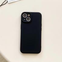 Kvadratinis skysto silikono telefono dėklas iPhone 15 14 13 12 11 Pro Max, itin plonas, minkštas, saldainių spalvos dangtelis iPhone 11 juoda