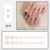 24pcs Press On Nails Wearable Nails Simple White Border French Pedicure Nails Nail Art Finished Wearable Manicure Nails brown
