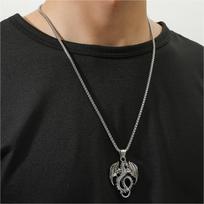 Hip Hop   Vėrinys, Vyriškas personalizuotas titano plieno pakabuko vėrinys, Retro madingi vyriški papuošalai One Size juoda
