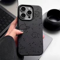 Planet Pattern Leather Texture Phone Case for iPhone 16 Pro 15 14 13 12 Pro Max 11 Shockproof Tpu Soft Matte Slim Cover iPhone 16 juoda