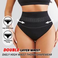 Flarixa Women Seamless High Rise Thongs Panties Printed Tummy Contol Panty Double Layer Shaping Underwear S juoda