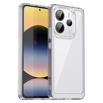 Skirta Xiaomi Redmi Note 14 4G dėklas Xiaomi Redmi Note 14 4G dangtelis Skaidrus PC TPU Atsparus smūgiams telefono galinis dangtelis Xiaomi Redmi Note 14 4G 24117RN76G(163.25mm) gray