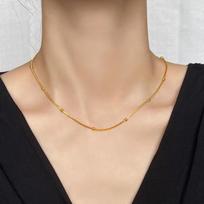 18K aukso dėžutės pynimo grandinėlė su užsegamu karoliuku - Nenusidažanti, trumpa, paprasta, universali dovana moterims Lobster Clasp Box Chain Bead Necklace - Gold