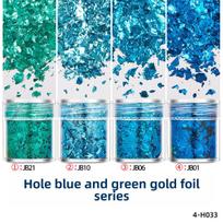 Nail Art Itin plonų aukso ir sidabro folijos fragmentų rinkinys No. 3 - Single Bottle blue
