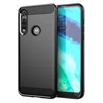 Motorola Moto G Fast Power dėklas dangtelis Moto G5S G6 G7 G8 G9 Plus Play minkštos gumos smūgiams atsparus buferis anglies pluošto telefono dėklas Moto G6 juoda