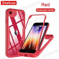360 Viso korpuso priekinis+galinis skaidrus dėklas Shelluxe iPhone SE SE2 SE3 7 8 iPhone7 iPhone8 iPhoneSE silikoninis dvipusis dangtelis For iPhone SE 2020 raudona