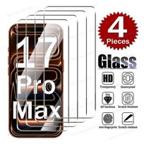 4 pçs protetor de tela de vidro temperado para iphone 17 16 15 14 13 12 11 pro max plus mini xs xr ar 16e película protetora de vidro transparente iPhone 17 pro gryna