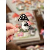50pcs Retro Mushroom Stickers Laptop Handbook Cell Phone Case Decorative Stickers Back To School įvairiaspalvis