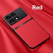 For Xiaomi Poco X6 Pro 5G Case Car Magnetic Holder Leather Cover For PocoX6Pro Poko Little X 6 Pro X6Pro 5G Soft Silicone Coque For Poco X6 Pro raudona
