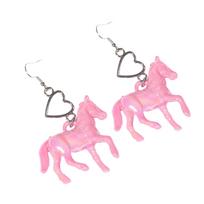 Sweet Unicorns Ponies Earrings Colorful Acrylic Animal Heart Dangle Earrings Accessory Student Fashion Ear Jewelry rožinė