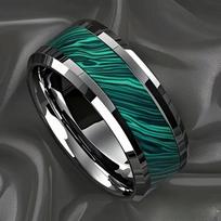 8 mm žalios juostelės nerūdijančio plieno vyriškas žiedas - Europos ir Amerikos stiliaus Size 11 black