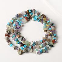 Rožinis kristalinis ilgas grandinėlės apyrankė su neapdorotų akmenų akcentais - 80cm 80cm (5-8mm) 200 beads