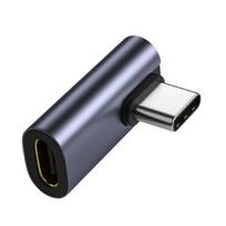 Stačiakampis USB C adapteris 90 laipsnių žemo profilio C tipo vyriškas į moterišką prailgintuvas, palaikantis USB C 3.1 įkrovimą ir duomenų perdavimą 1