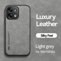 For Vivo Y28 4G 6.68  Case Luxury Leather Magnetic Holder Phone Case For Vivo Y28 Y 28 4G vivoy28 V2352 Shockproof Back Cover For VIVO Y28 4G šviesiai pilka spalva
