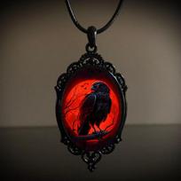 Gothic Cameos Necklace Blood Red Purple Stardusts Crystal Pendant Necklace Goth Vintage Teardrop Necklace Halloween Jewelry For Women One Size