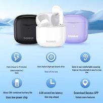Baseus E3 tikri belaidžiai Bluetooth 5.3 ausinukai balta