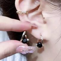 Magnetoterapijos germanio auskarai limfos drenažas auskarai-studs S-black