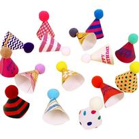 Cake Hats Happy Birthday Cake Toppers  Ball Conical Cap Cupcake Topper Birthday Party Baby Shower Dessert Decoration One Size