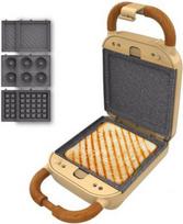 Cecotec Sandwich Maker | Rock'nToast Retro One Yellow Retro-style | 700 W | Number of plates 3 | Yellow 1308 | 8435484013086
