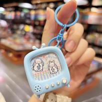 Creative Flashing TV Keychain: Cartoon Mini Night Light Pendant and Claw Machine Gift