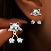 1 Pair of Women'S Cat Paw Earrings - Cute Pet Jewelry with Expressive Eyes, Dainty Everyday & Formal Earrings for Women, Birthday/Christmas Gift