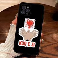 Albanijos vėliavos žemėlapio telefono dėklas, skirtas iPhone 16 15 17 13 14 12 11 Pro Max Plus, juodas dėklas iPhone 14pro max