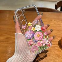 Spalvingas tikras džiovintas gėlės permatomas telefono dėklas, skirtas Samsung Galaxy A56 A17 A26 A36 A37 A06 A07, skaidrus minkštas TPU dangtelis, atsparus smūgiams Samsung A57