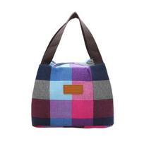 Colorful Plaid Lunch Bag Waterproof Lunch Tote Reusable Lunch Box Carrier for Women Men Picnic Work Hiking A