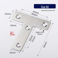Stainless Steel T-Code 90-Degree L-Bracket Connector 60x60mm