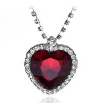 Titanic Ocean Heart Shaped Necklace With Sapphire And Diamond Accents For Women And Men raudona