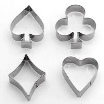 4pcs/Sets Fondant Cake Mold Club Playing Cards Shape Biscuit Mould Cookie Cutter Stainless Steel sidabras