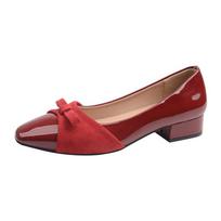 2025 New Summer Fashion Shallow Lazy Single Shoes New Square Toe Bow Slip-on Anti-slip Wear-resistant Square Heel Shoes 35 vyno raudonos spalvos