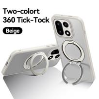 360° Rotating Magnetic Metal Ring Stand Phone Case For OnePlus 15 6.78 inches Translucent Frosted Shockproof Cover Coque Fundas For OnePlus 15 smėlis