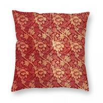 William Morris Maroon Floral Leaves Square Pillowcase Polyester Linen Velvet Printed Zip Decorative Pillow Case Sofa Cushion 30x30cm