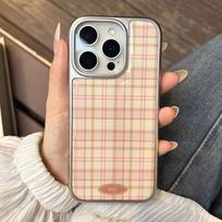 ins Korean niche bow plaid for iPhone Apple 16/17 mobile phone case 14 water condensation 13 large holes 15 IPhone17ProMax